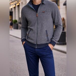Ted Baker Full Zip Modern Gray Bomber Style Jacket With Pockets